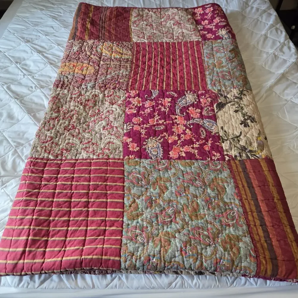 Pottery Barn Georgia King Quilt 100% Cotton Patchwork Cottagecore Shabby Chic
